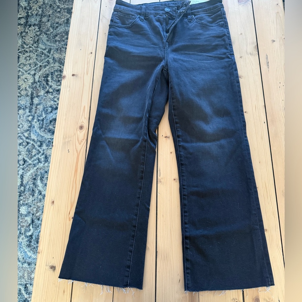 American Eagle High Rise Kick Boot Crop Black Jeans Size 2 Short